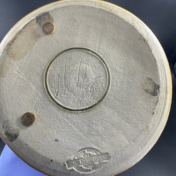 1995 Galena Pottery Company Large Heavy Vase Vessel Turquoise Drip Glaze Signed - Picture 9 of 16